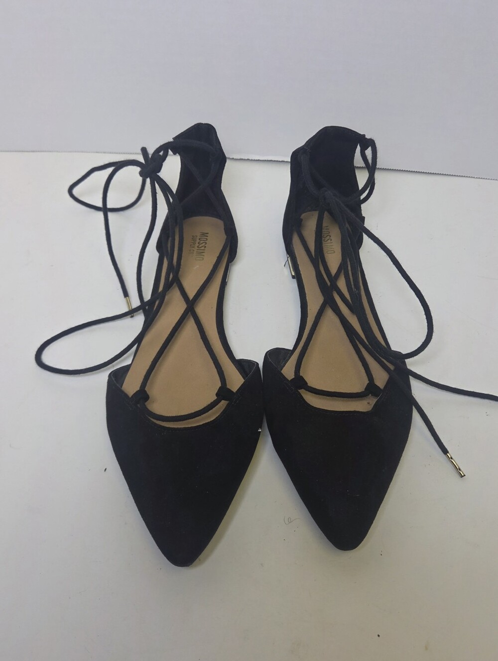 Mossimo Supply Co. Black Pointed Lace-Up Flats